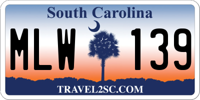 SC license plate MLW139
