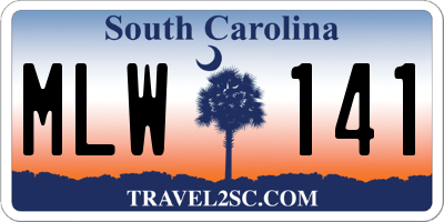 SC license plate MLW141