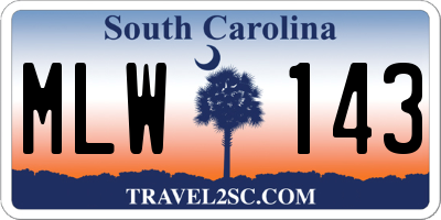 SC license plate MLW143