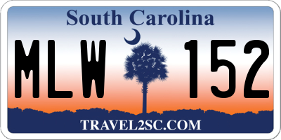 SC license plate MLW152