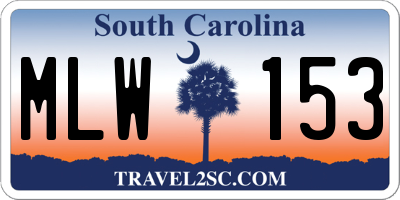 SC license plate MLW153