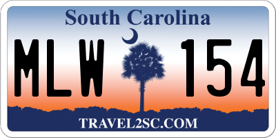 SC license plate MLW154