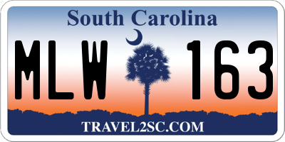 SC license plate MLW163