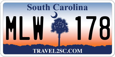 SC license plate MLW178