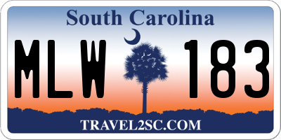 SC license plate MLW183