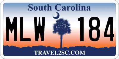 SC license plate MLW184
