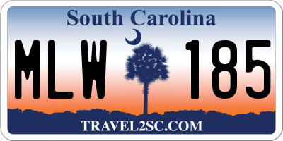 SC license plate MLW185