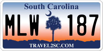 SC license plate MLW187
