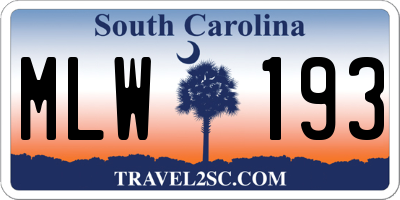 SC license plate MLW193