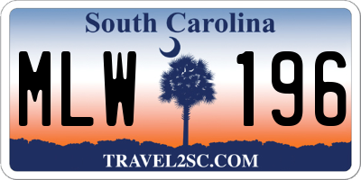SC license plate MLW196
