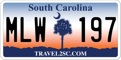 SC license plate MLW197