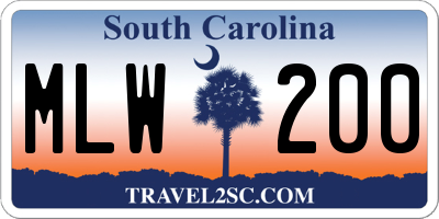 SC license plate MLW200