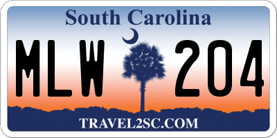SC license plate MLW204
