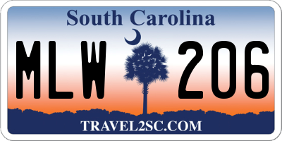 SC license plate MLW206