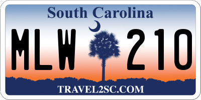 SC license plate MLW210