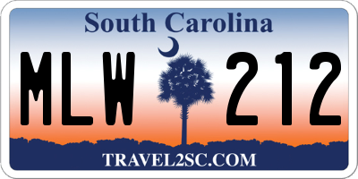 SC license plate MLW212