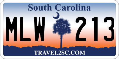 SC license plate MLW213