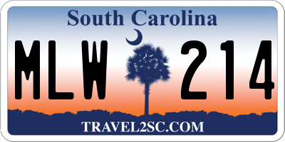SC license plate MLW214