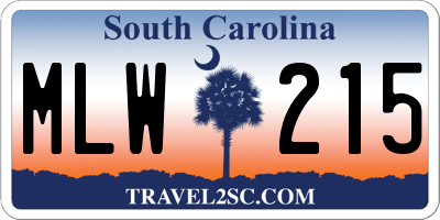 SC license plate MLW215