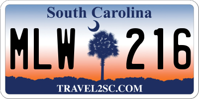 SC license plate MLW216