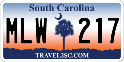 SC license plate MLW217