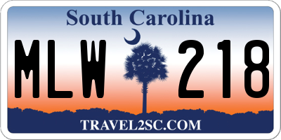 SC license plate MLW218