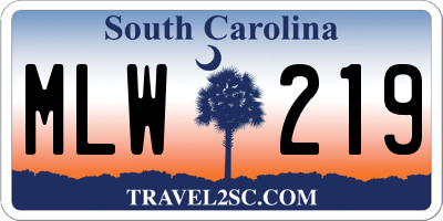 SC license plate MLW219