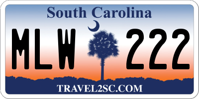 SC license plate MLW222