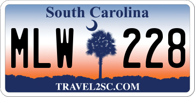 SC license plate MLW228