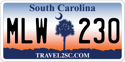 SC license plate MLW230