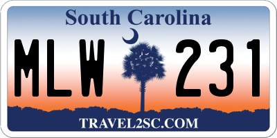 SC license plate MLW231