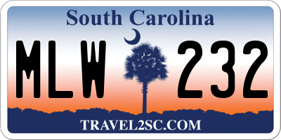 SC license plate MLW232