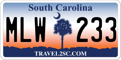 SC license plate MLW233