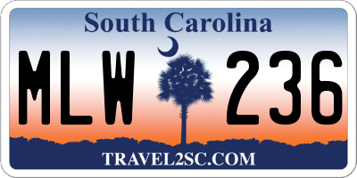 SC license plate MLW236