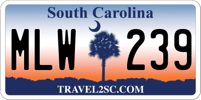 SC license plate MLW239
