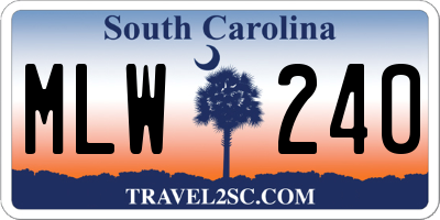 SC license plate MLW240