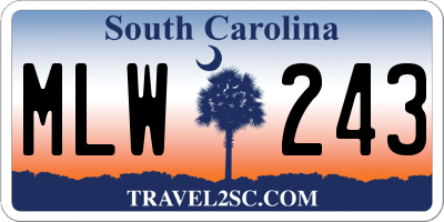 SC license plate MLW243