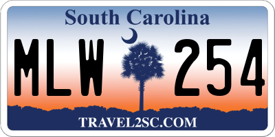 SC license plate MLW254