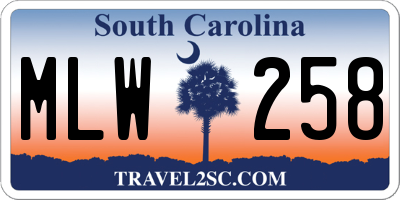 SC license plate MLW258