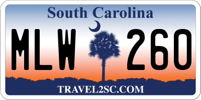 SC license plate MLW260