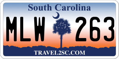 SC license plate MLW263