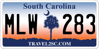 SC license plate MLW283