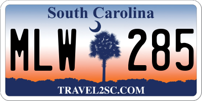 SC license plate MLW285