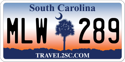 SC license plate MLW289