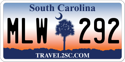 SC license plate MLW292