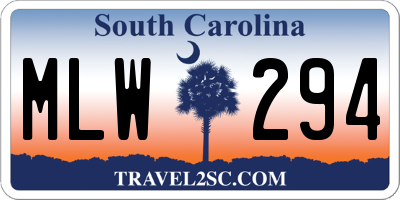 SC license plate MLW294