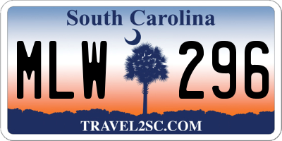 SC license plate MLW296