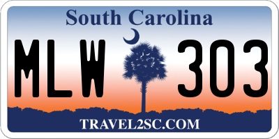 SC license plate MLW303