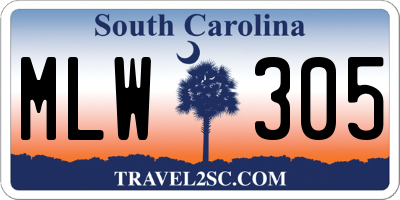 SC license plate MLW305