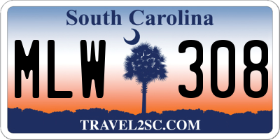 SC license plate MLW308